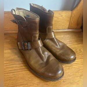 Frye Veronica Leather‎ Booties Womens 6 Brown Buckles